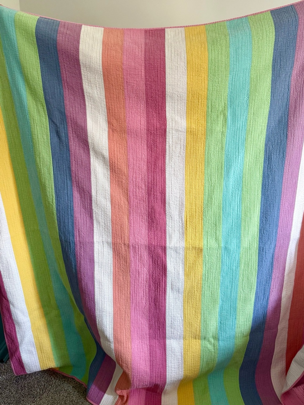 Pottery Barn Teen pastel striped Full sized Quilt with matching